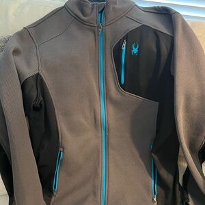 Spyder Men's Gray Jacket with Blue Trim Performance Full-Zip